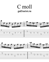Sheet music, tabs for guitar. Prelude #2 (BWV 847).