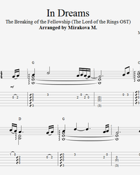 Sheet music, tabs for guitar. In Dreams (OST The Lord of the Rings).