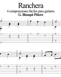 Sheet music, tabs for guitar. Ranchera.