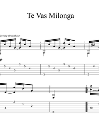 Sheet music, tabs for guitar. Te Vas Milonga.