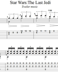Sheet music, tabs for guitar. Star Wars: Episode VIII - The Last Jedi (OST).