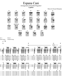 Sheet music, tabs for guitar. Espana Cani.