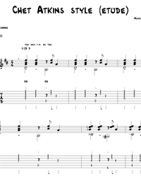 Sheet music, tabs for guitar. Chet Atkins Style Etude.
