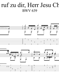 Sheet music, tabs for guitar. Ich Ruf Zu Dir, Herr Jesu Christ (BWV 639).