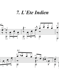 Sheet music, tabs for guitar. L'Ete Indien.
