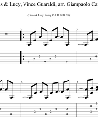 Sheet music, tabs for guitar. Linus & Lucy.