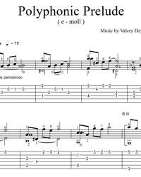 Sheet music, tabs for guitar. Polyphonic Prelude.