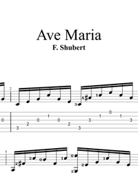 Sheet music, tabs for guitar. Ave Maria.