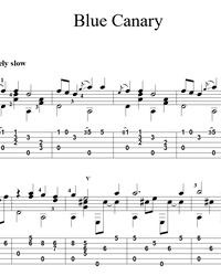Sheet music, tabs for guitar. Blue Canary.