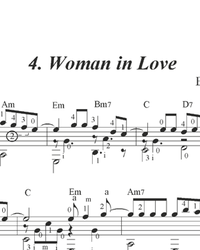 Sheet music, tabs for guitar. Woman in Love.