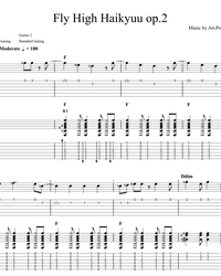 Sheet music, tabs for guitar. Fly High.