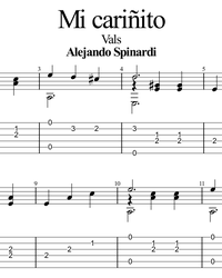 Sheet music, tabs for guitar. Mi carinito (Waltz).