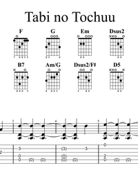 Ноты, табы для гитары. Tabi no Tochuu.