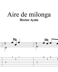 Ноты, табы для гитары. Aire de Milonga.