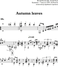 Sheet music, tabs for guitar. Autumn Leaves.