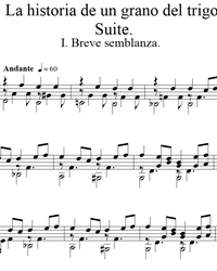 Sheet music, tabs for guitar. Suite: The Story of a Grain of Wheat.