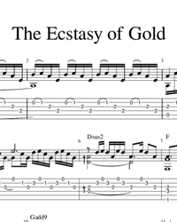 Sheet music, tabs for guitar. The Ecstasy of Gold.