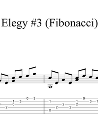 Sheet music, tabs for guitar. Elegy #3 (Fibonacci Numbers).