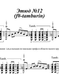 Ноты, табы для гитары. Этюд №12 (f# - tamburin).