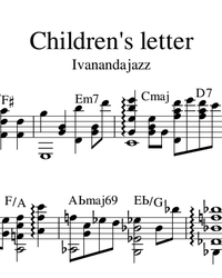 Sheet music, tabs for guitar. Children's Letter.