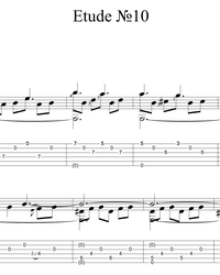 Sheet music, tabs for guitar. Etude #10.