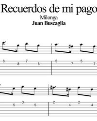 Ноты, табы для гитары. Recuerdos de mi pago (Milonga).