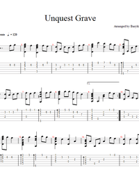 Sheet music, tabs for guitar. Unquiet Grave.