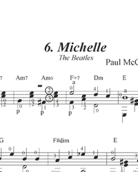 Sheet music, tabs for guitar. Michelle.