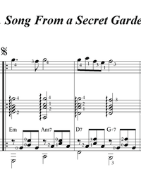 Sheet music, tabs for guitar. Song From а Secret Garden.