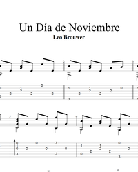 Sheet music, tabs for guitar. One Day in November (Un Día de Noviembre).
