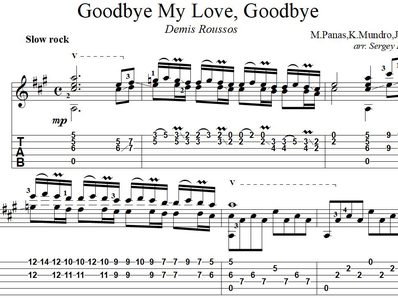 Goodbye My Love, Goodbye for guitar. Guitar sheet music Goodbye My Love, Goodbye for guitar. Guitar sheet music