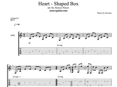 shaped box heart guitar tabs nirvana sheet music