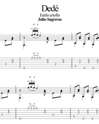 Ноты, табы для гитары. Dede (Estilo criollo).