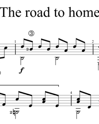 Sheet music, tabs for guitar. The Road to Home.