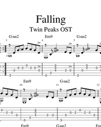 Sheet music, tabs for guitar. Falling from "Twin Peaks".