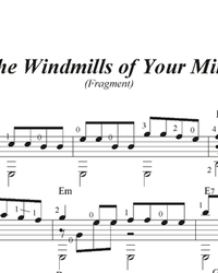 Ноты, табы для гитары. The Windmills of Your Mind.