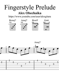 Sheet music, tabs for guitar. Fingerstyle Prelude.
