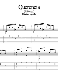 Sheet music, tabs for guitar. Querencia (Milonga).
