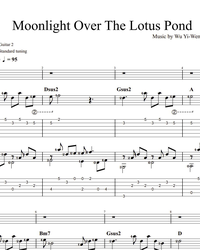 Sheet music, tabs for guitar. Moonlight Over Lotus Pond.