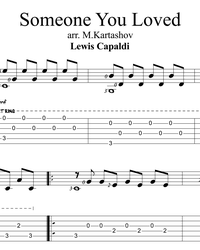 Sheet music, tabs for guitar. Someone You Loved.