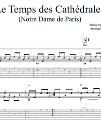 Ноты, табы для гитары. Le Temps des Cathedrales (Notre Dame de Paris).
