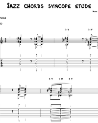 Sheet music, tabs for guitar. Jazz Chords Syncope Etude.