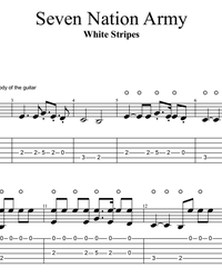 Sheet music, tabs for guitar. Seven Nation Army.