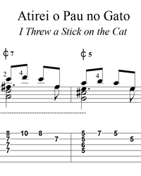 Sheet music, tabs for guitar. I Threw the Stick At the Cat.