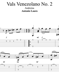 Sheet music, tabs for guitar. Venezuelan Waltz No. 2 (Andreina).