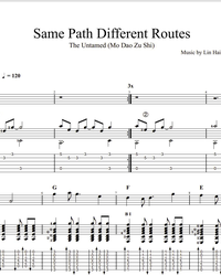 Sheet music, tabs for guitar. Same Path Different Routes.