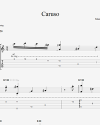 Sheet music, tabs for guitar. Caruso.