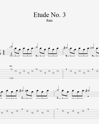 Sheet music, tabs for guitar. Etude No. 3 (Rain).