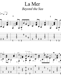 Sheet music, tabs for guitar. La Mer (Beyond the Sea).