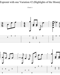Ноты, табы для гитары. Блики луны (Экспромт с вариацией №2).